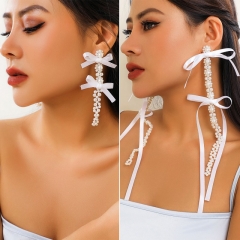 Ribbon Pearl Tassel Earrings Wholesalers