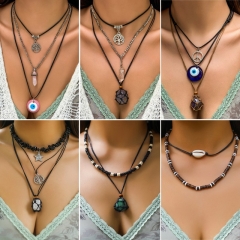 Devil's Eyes Beaded Wax Line Stacked Necklace Wholesalers