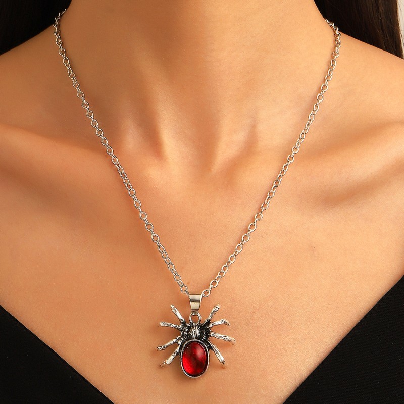 Halloween Long Black Spider Pendant Necklace Wholesalers