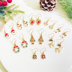 Navidad Muñeco De Nieve Copo De Nieve Navidad Campana Collar Arete Conjunto Mayorista