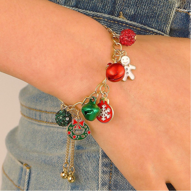 Christmas Snowflake Elk Bell Santa Claus Pull Bracelet Wholesaler