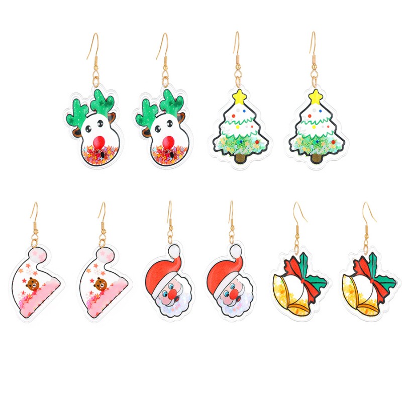 Christmas Santa Christmas Tree Bell Earrings Wholesalers