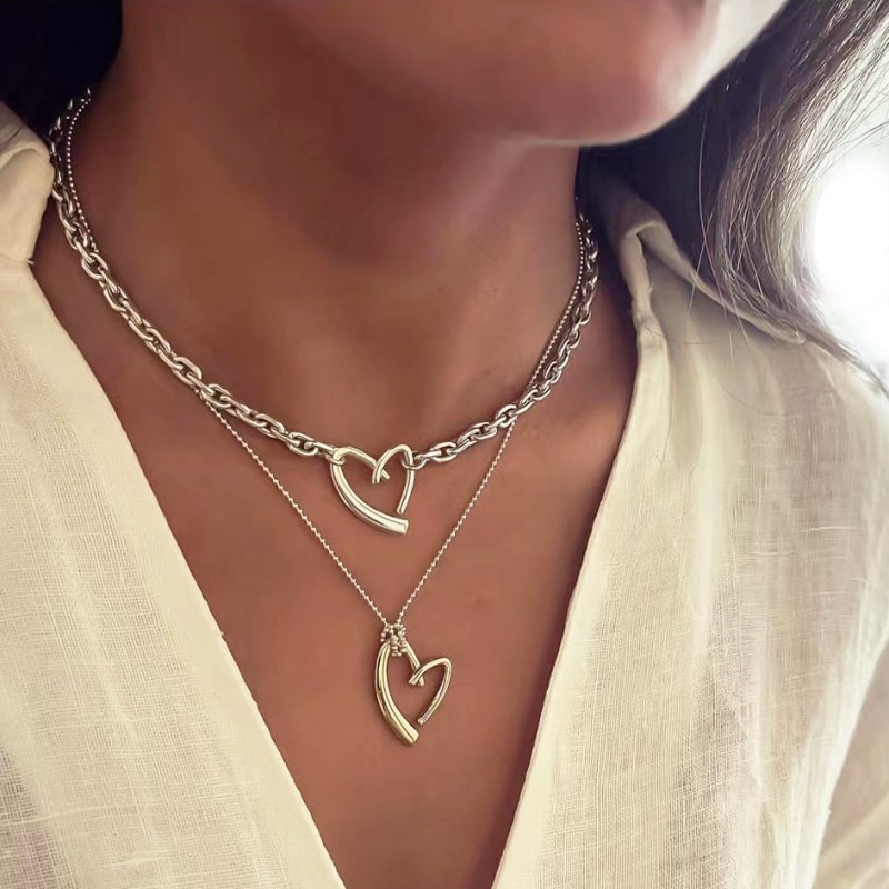 Irregular Cross Heart Stacked Necklace Wholesalers