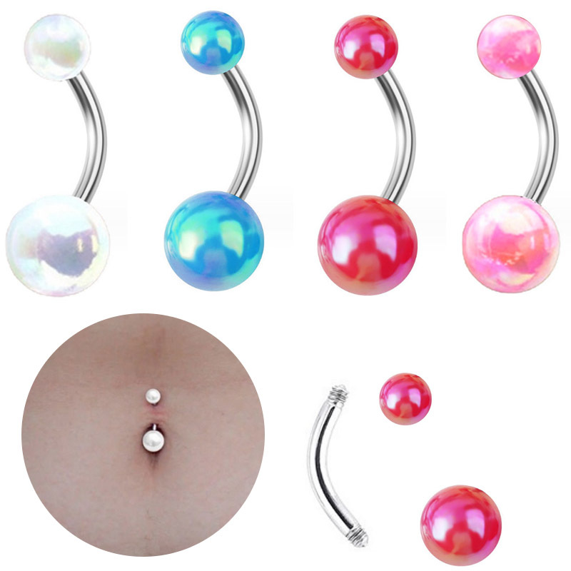 Acrylic Pearl Stainless Steel Belly Button Ring Wholesalers