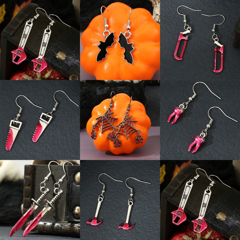 Herramientas De Halloween, Llaves, Tijeras, Cuchillos, Pendientes De Calavera, Mayoristas