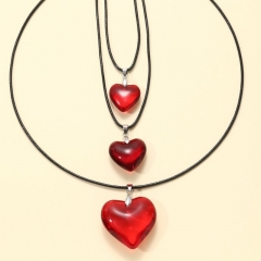 Collar De Cuerda De Cuero Colgante De Corazón De Vidrio Mayorista