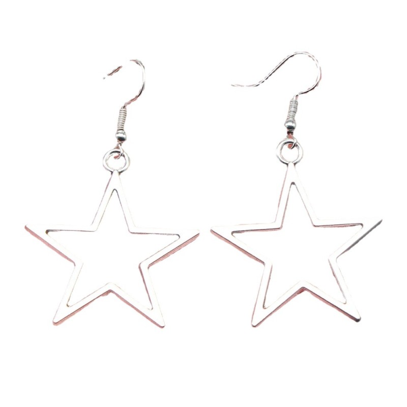 Silver 36x 33mm Hollow Star Pendant Necklace Earrings Wholesalers