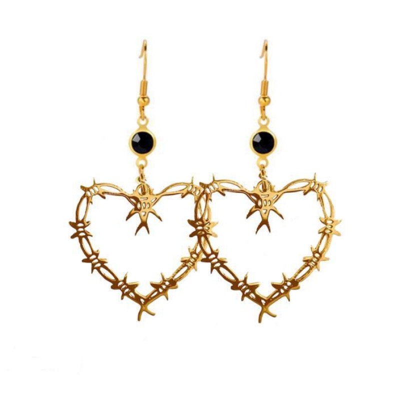 Barbed Wire Mesh Heart-shaped Earrings Wholesalers