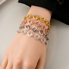 Micro Inlaid Zircon Heart-shaped Hollow Bracelet Wholesalers