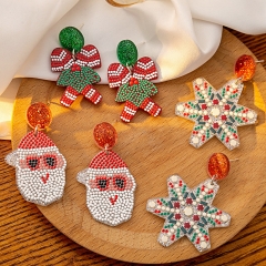 Silver Needle Christmas Santa Snowflake Earrings Wholesalers