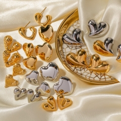 18K Gold Stainless Steel Liquid Heart Shaped Earrings Wholesalers