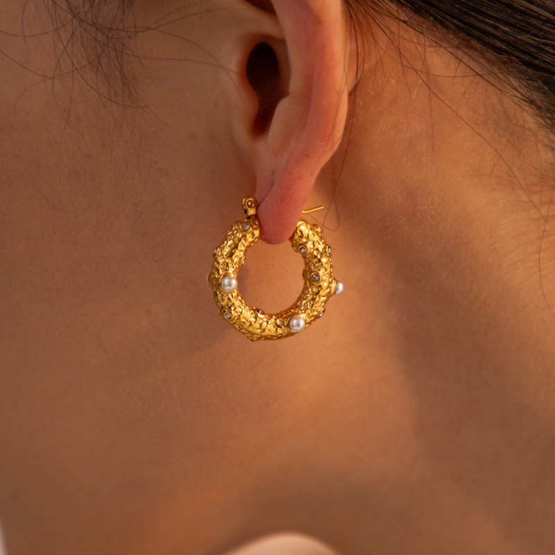 18k Oro Acero Inoxidable Circón Pendientes Al Por Mayor