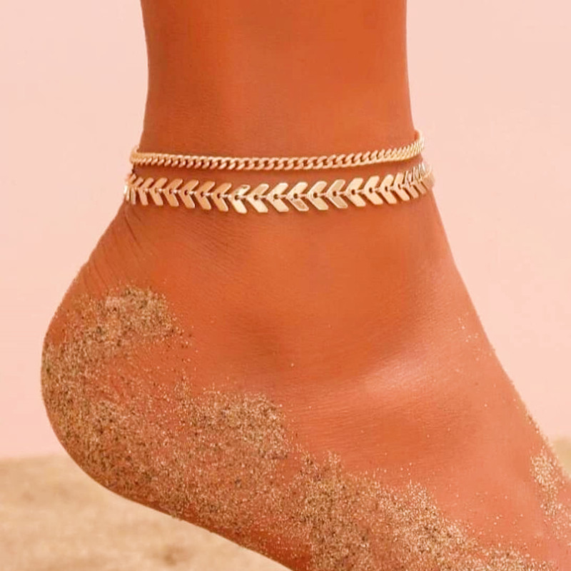 Double Layer Fishbone Anklet Wholesalers