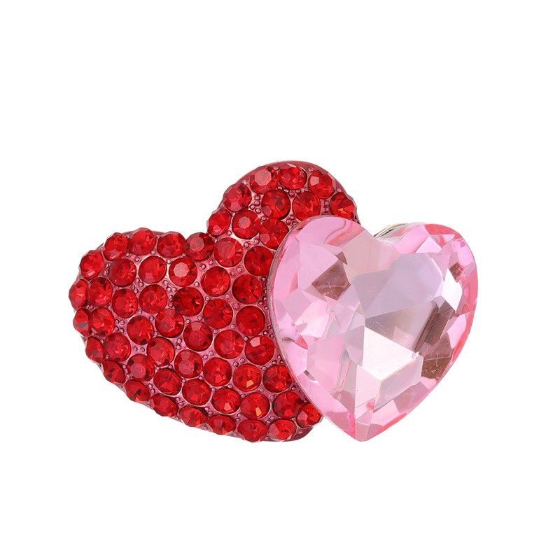 Broche De Diamantes Rosa Doble Amor Mayorista