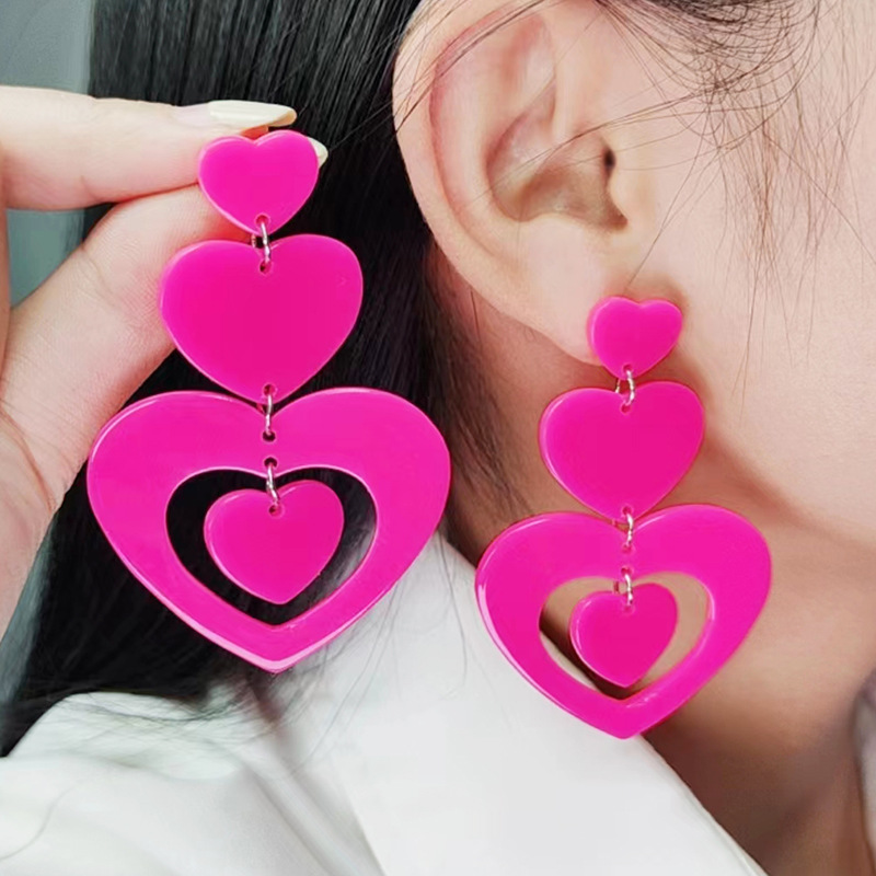 Heart-shaped Stitching Silver Needle Earrings Wholesalers