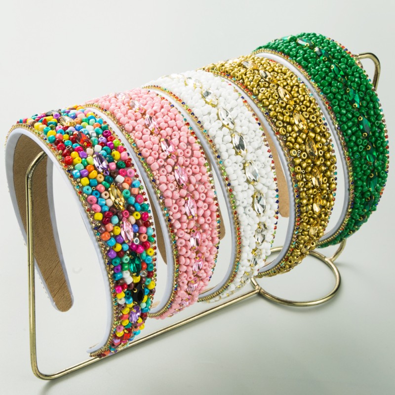 Wide Brimmed Color Beads Hairband Wholesaler