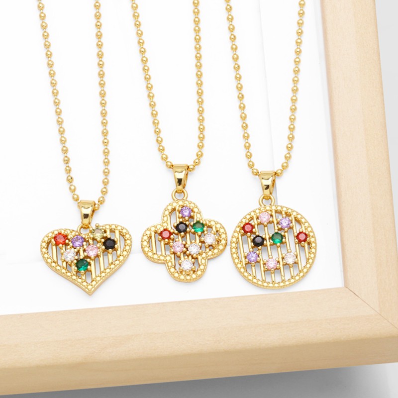 Colorful Zircon Heart Pendant Necklace Wholesalers