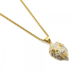 Diamond-encrusted Lion Head Gold-plated Necklace Wholesalers