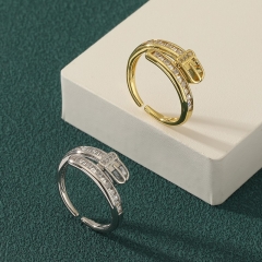 Copper Set Zircon Opening Adjustable Ladies Ring Wholesaler