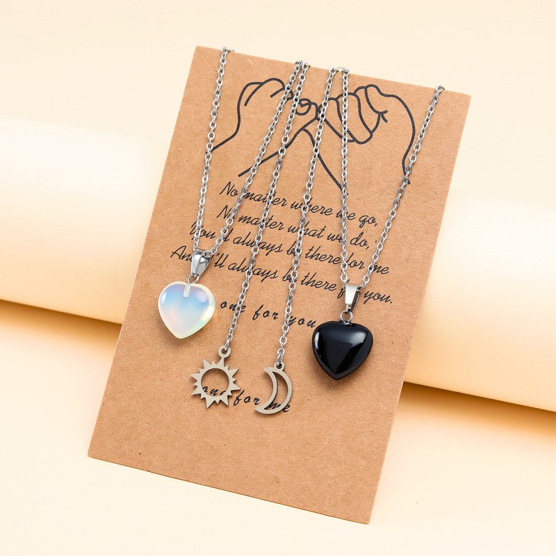 Stainless Steel Sun Moon Heart Shape Couple Necklace Wholesalers