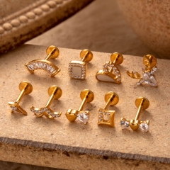 Titanium Inlaid Zircon Thread Lip Nail Ear Bone Nail Piercing Jewelry Wholesaler