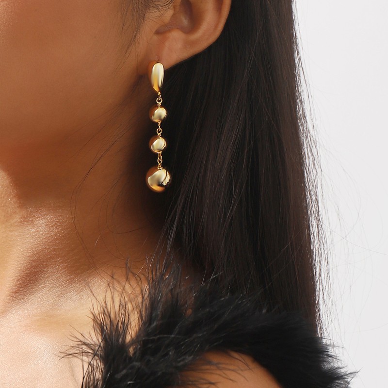 Copper Long Round Ball Earrings Wholesalers