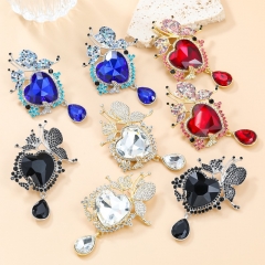 Full Diamond Love Shape Butterfly Earrings Wholesalers