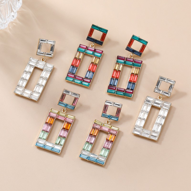 Multi-layer Square Full Diamond Earrings Wholesalers