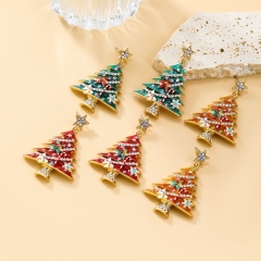 Diamond-encrusted Christmas Tree Earrings Wholesaler