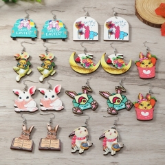 Easter Cartoon Wooden Earrings Wholesalers