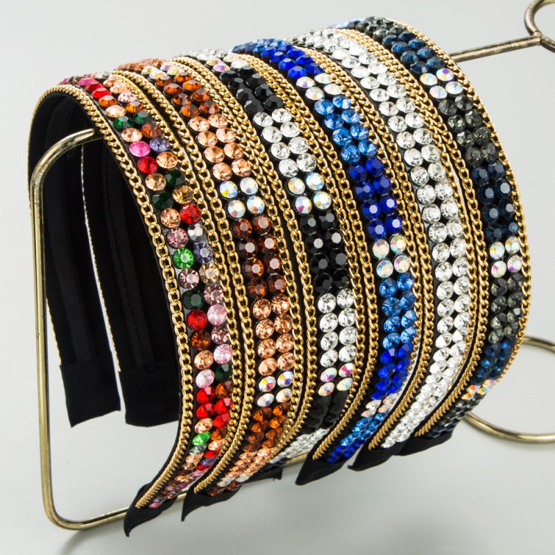 Color Block Rhinestone Thin Edge Hairband Wholesalers