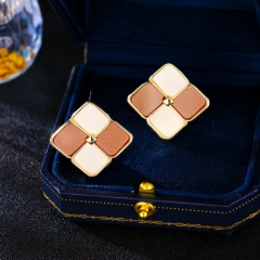 Silver Needle Geometric Diamond Contrast Square Stud Earrings Wholesalers