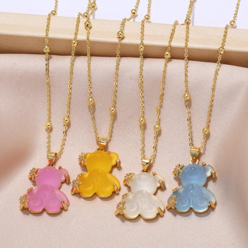Diamond Colored Bear Pendant Necklace Wholesalers