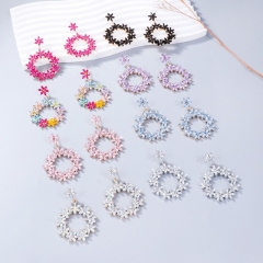 Full Diamond Flower Round Earrings Wholesalers