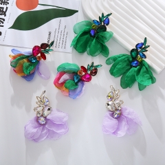 Diamond Mesh Flower Tassel Earrings Wholesaler