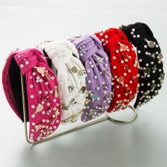 Diamond-encrusted Wide-brimmed Fabric Hairband Wholesalers