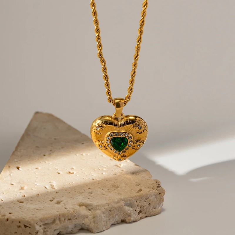 Heart-shaped Lava Texture Zircon Neck Chain Wholesalers