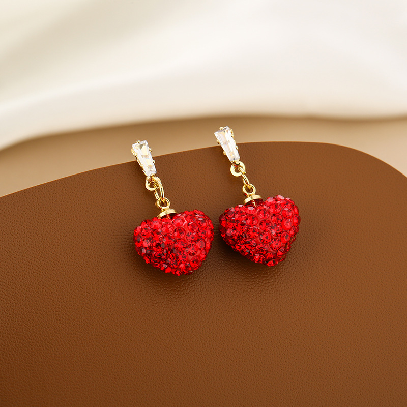 Red Diamond Heart Earrings Wholesalers