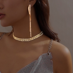 Diamond-encrusted Snake Bone Claw Chain Tassel Necklace Earrings Wholesaler