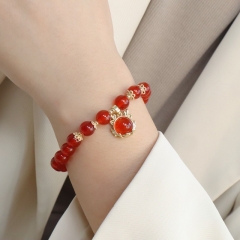 Pulsera De Cuentas Con Colgante De Grifo De ágata Roja Mayorista