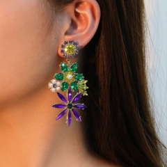 Full Diamond Long Flower Earrings Wholesalers