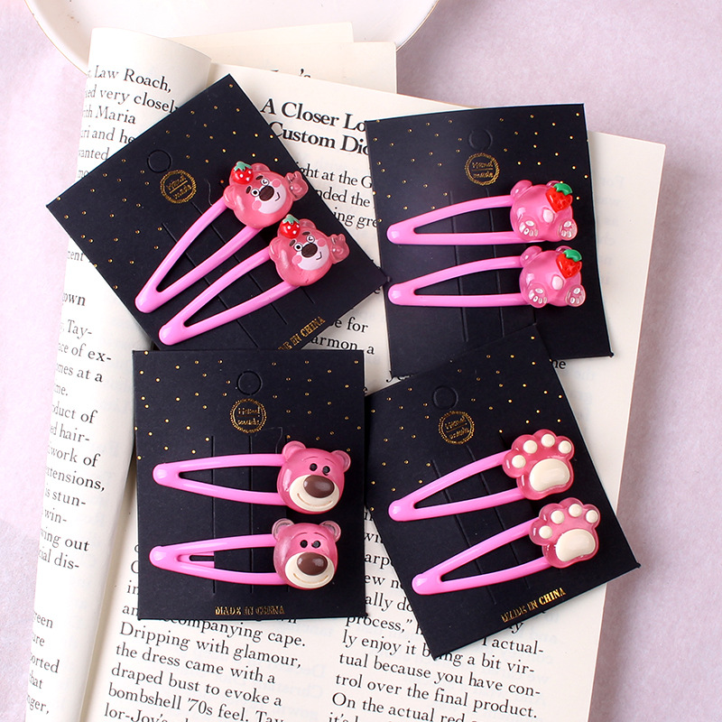 Cartoon Strawberry Bear Hairpin Wholesalers