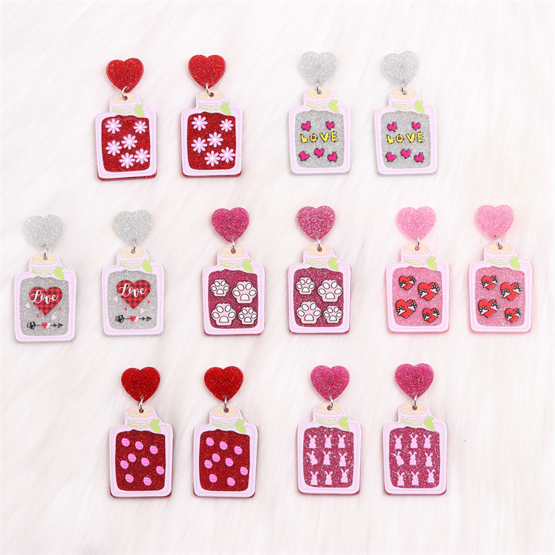 Valentine's Day Heart Pendant Earrings Necklace Set Wholesaler