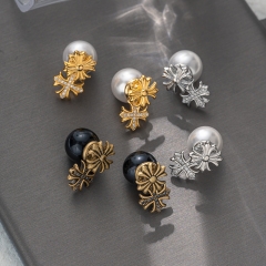 Cross Diamond Pearl Earrings Wholesaler