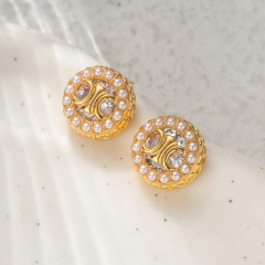 Diamond Round Pearl Earrings Wholesalers