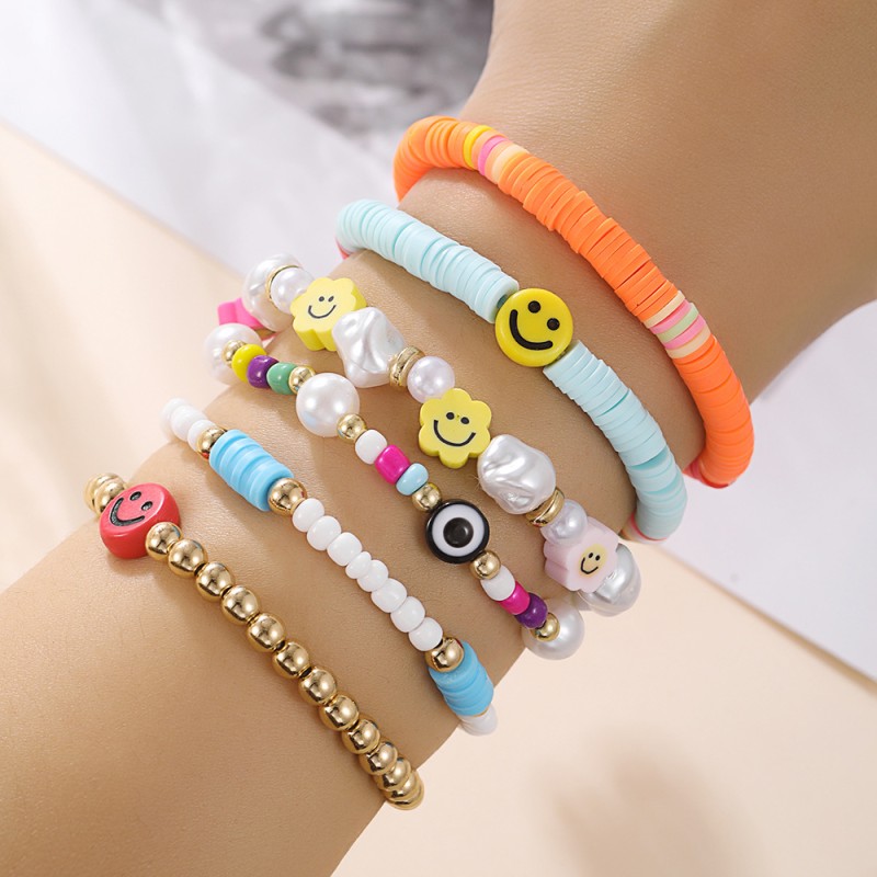 Color Smiley Face Bracelet Set Wholesalers