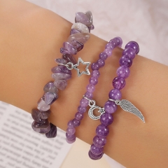 Amethyst Elastic Rope Bracelet Set Wholesalers