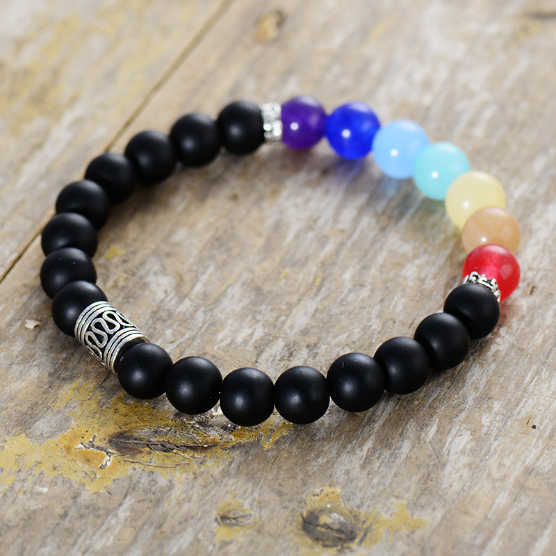 7 Color Natural Stone Elastic Beaded Couple Bracelet Wholesalers