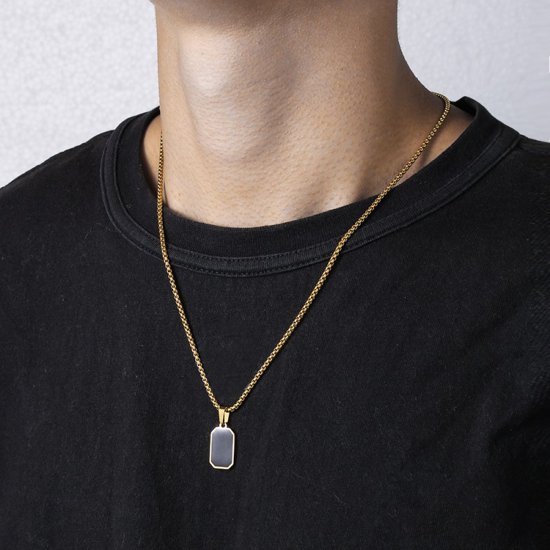 Stainless Steel Square Pendant Men's Necklace Wholesalers