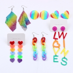 Rainbow Chain Letter Heart Earring Wholesalers